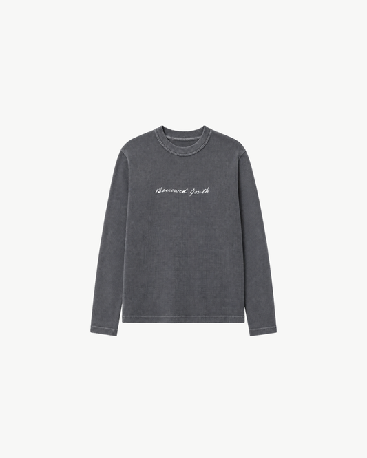 Acid Washed Waffle Knit T-Shirt