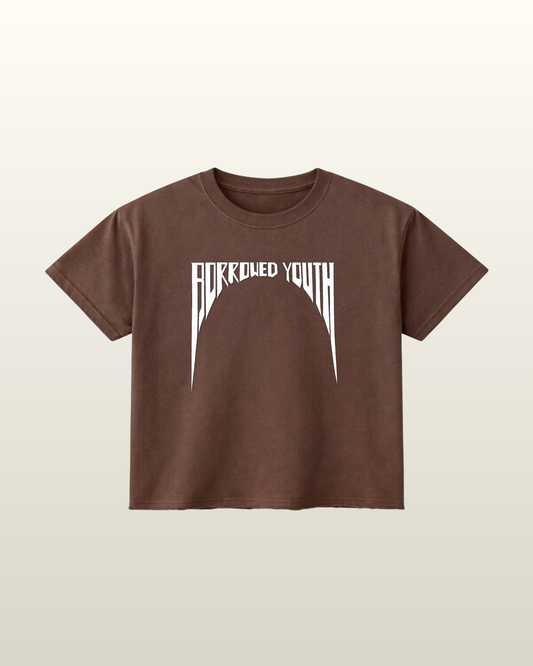 Brown Raw Hem Boxy T-Shirt