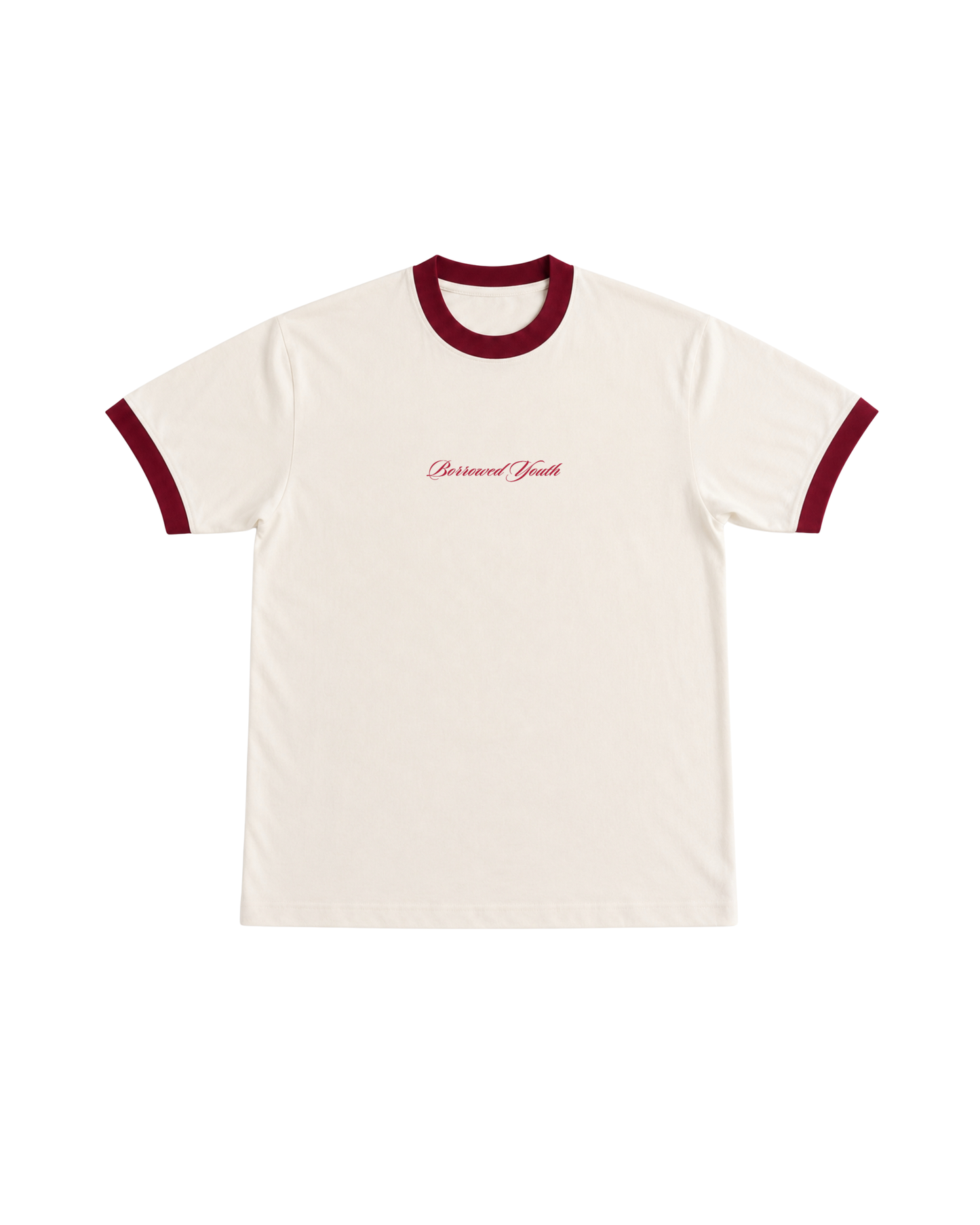 Borrowed Youth Off White & Maroon Ringer T-Shirt