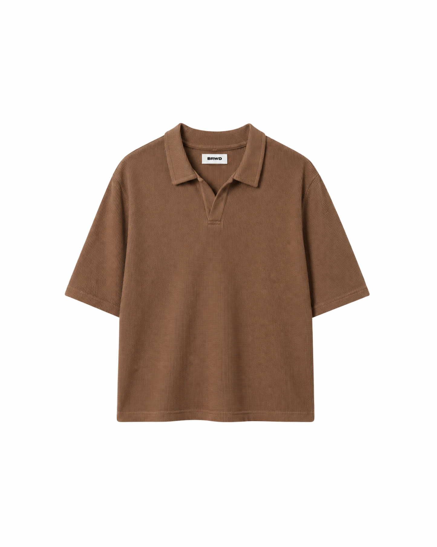 Waffle Knit Polo T-Shirt (Brown)