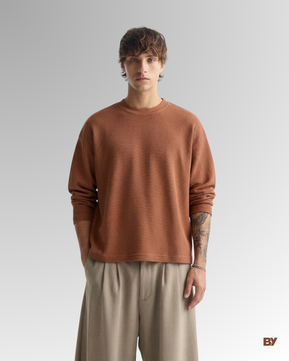 Waffle Knit Oversized Full Sleeves Shirt