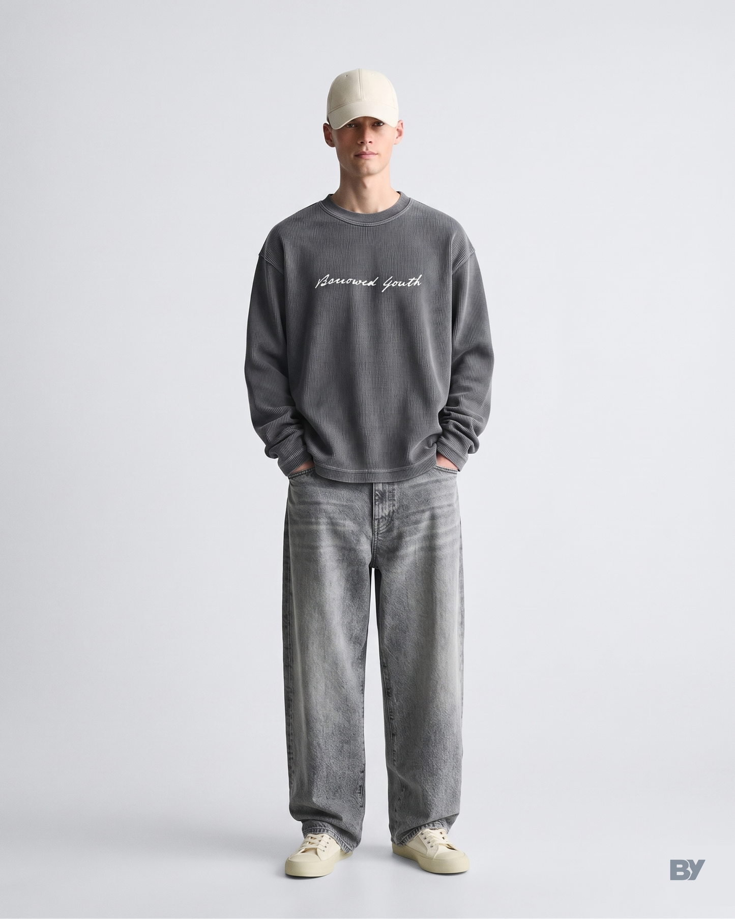 Acid Washed Waffle Knit T-Shirt