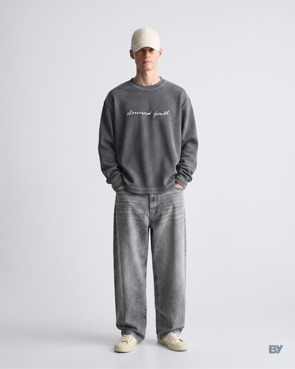 Acid Washed Waffle Knit T-Shirt