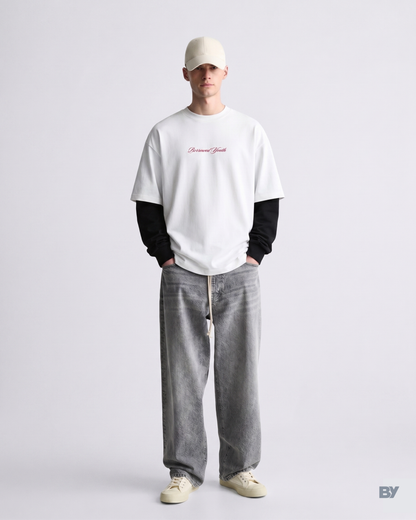 Borrowed Youth Layered Sleeve Oversized T-Shirt