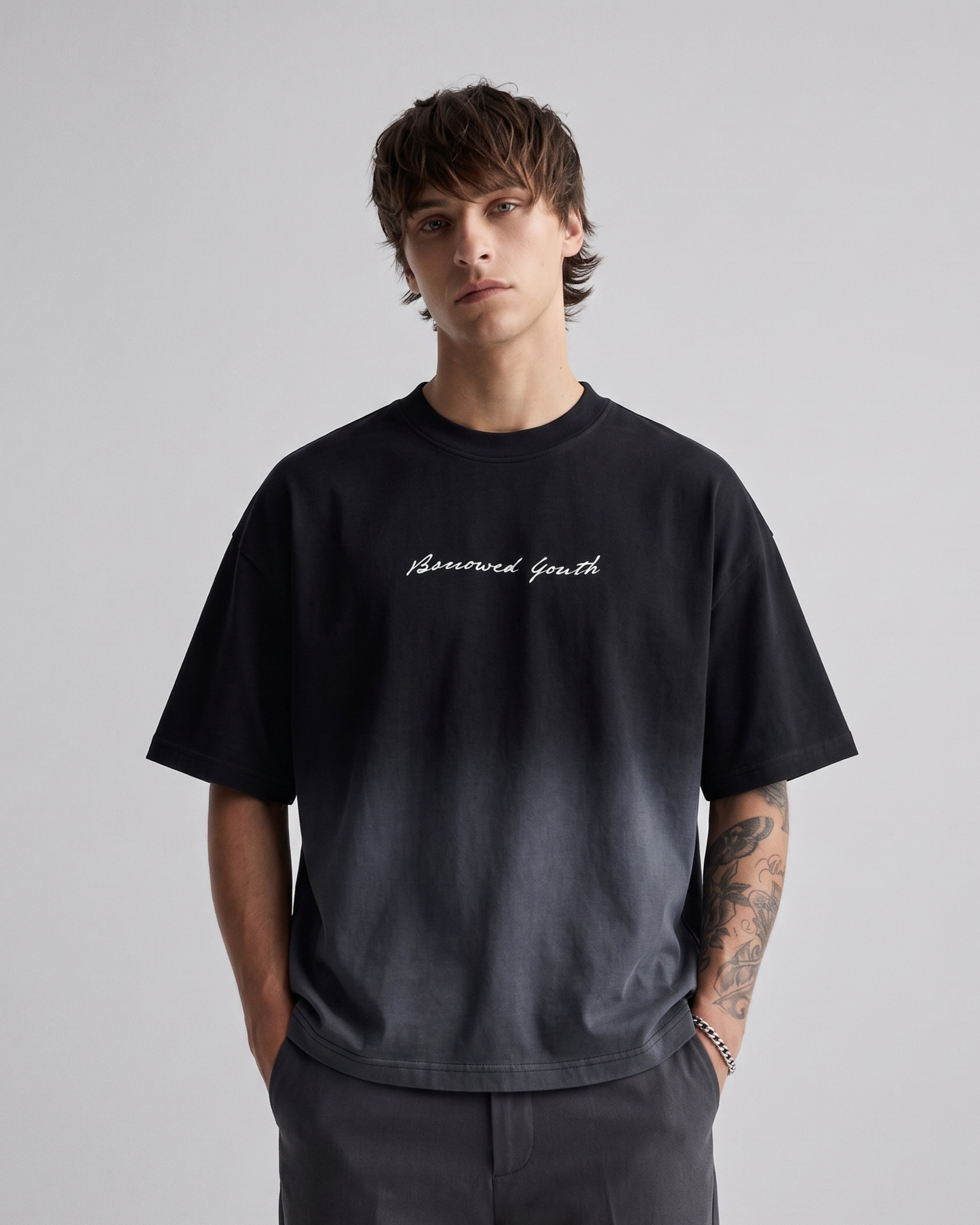 Black Ombré Washed Boxy T-Shirt