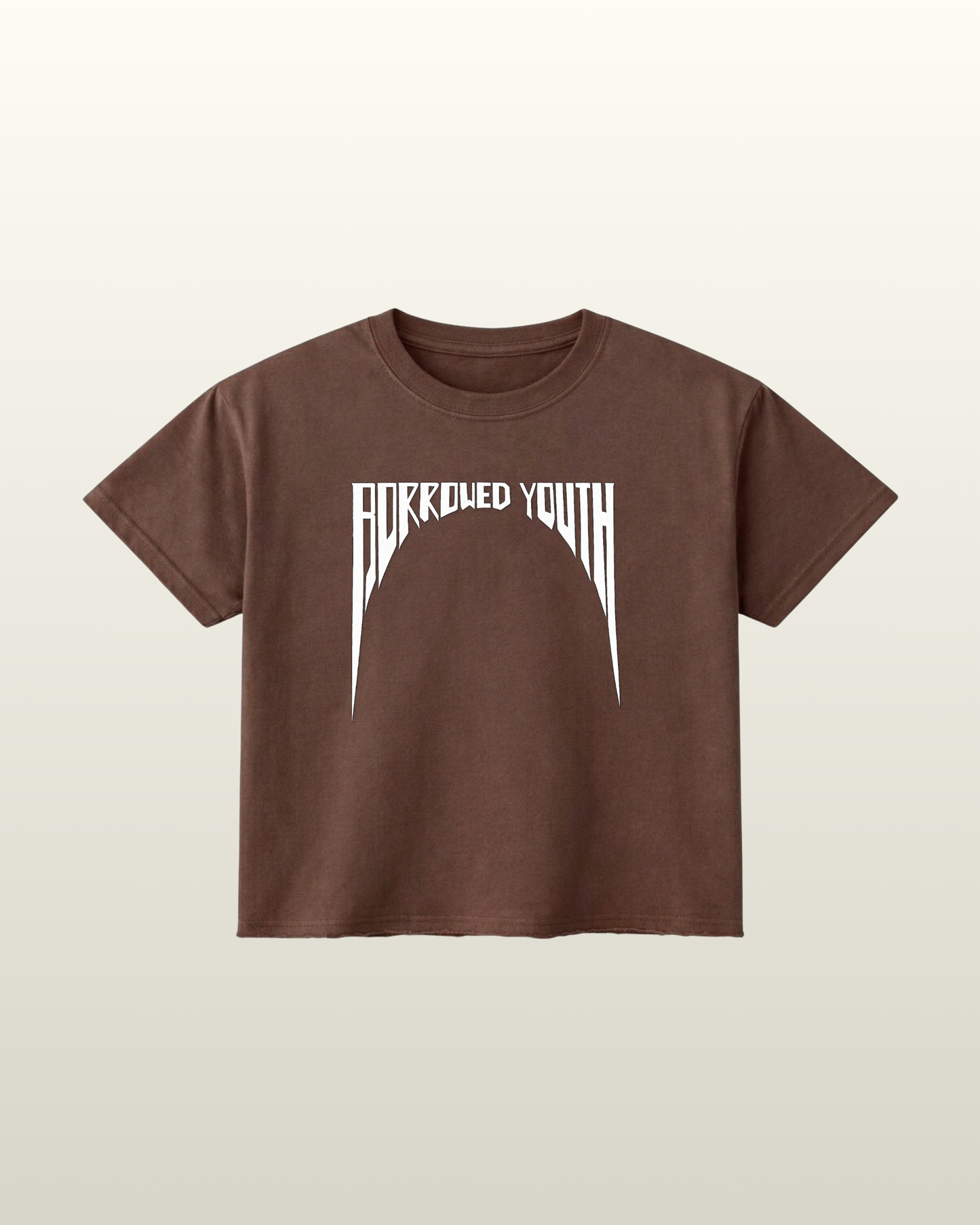 Brown Raw Hem Boxy T-Shirt
