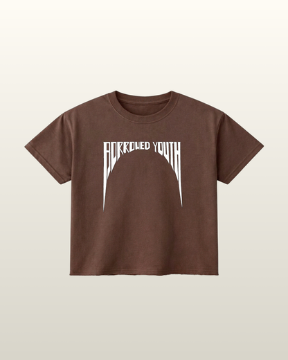 Brown Raw Hem Boxy T-Shirt