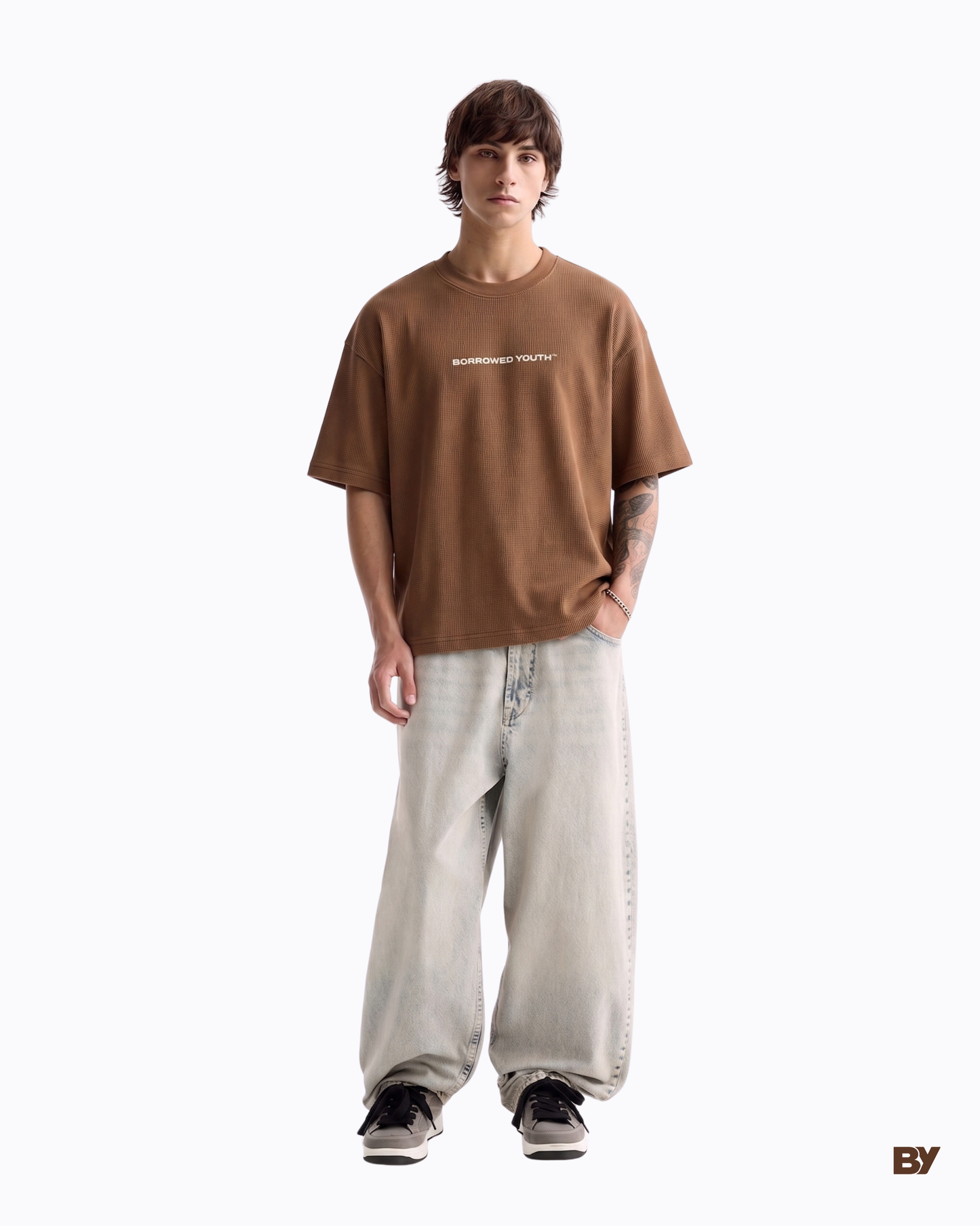 Waffle Knit Boxy Oversized T-Shirt