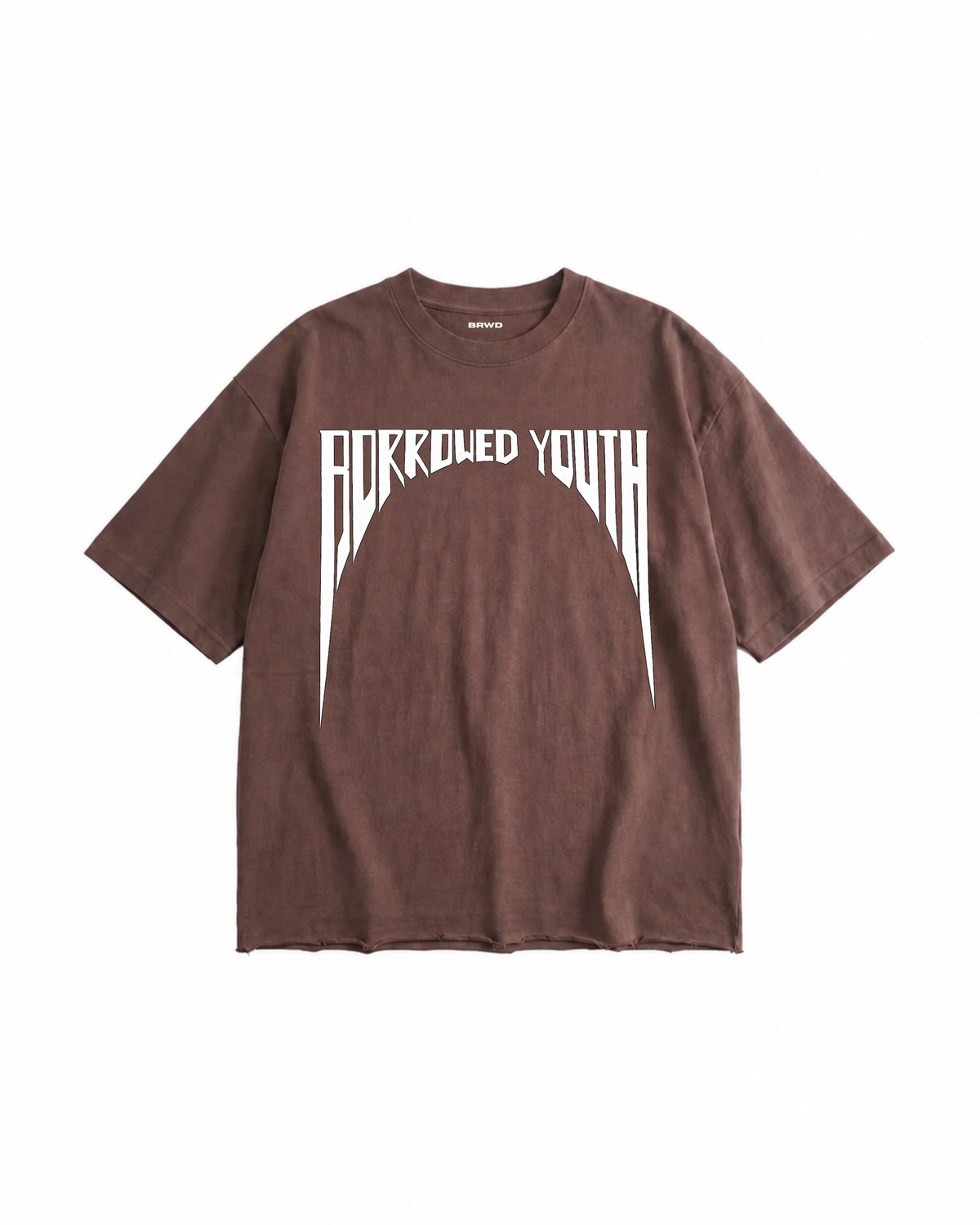 Brown Raw Hem Boxy T-Shirt