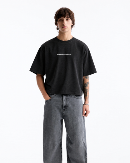 Slub Cotton Tee Boxy (Black)