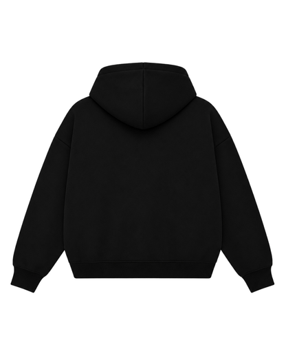 Boxy Dual Zipper Hoodie Black