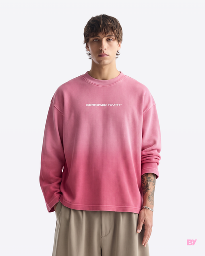 Pink Ombrè Waffle Knit Full Sleeves T-Shirt