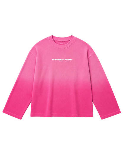 Pink Ombrè Waffle Knit Full Sleeves T-Shirt