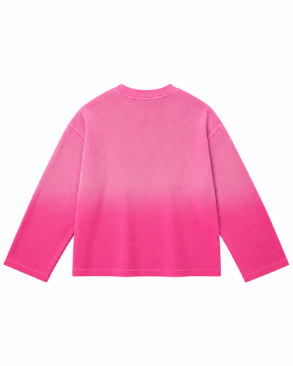 Pink Ombrè Waffle Knit Full Sleeves T-Shirt