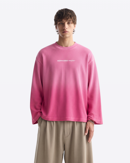 Pink Ombrè Waffle Knit Full Sleeves T-Shirt
