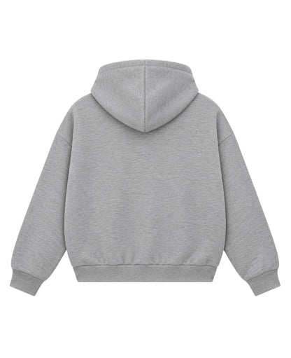 Grey Boxy Dual Zipper Hoodie Back Design